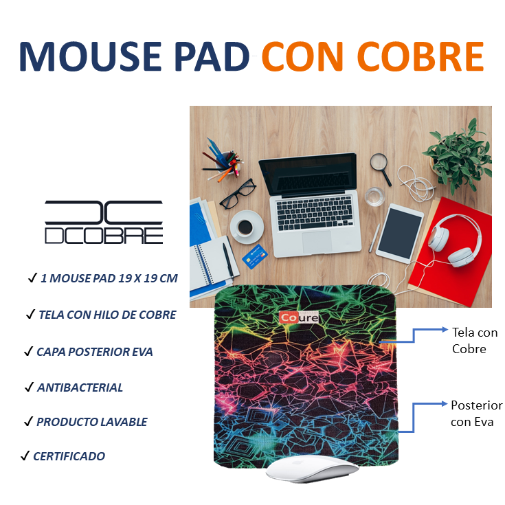 Mouse Pad con COBRE activo. Diseño NEON - DCobre