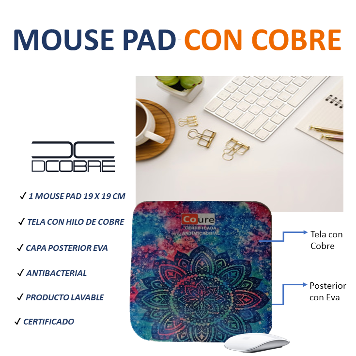 Mouse Pad con COBRE activo. Diseño MANDALA2 - DCobre