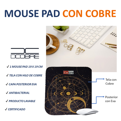 Mouse Pad con COBRE activo. Diseño PLANETA - DCobre