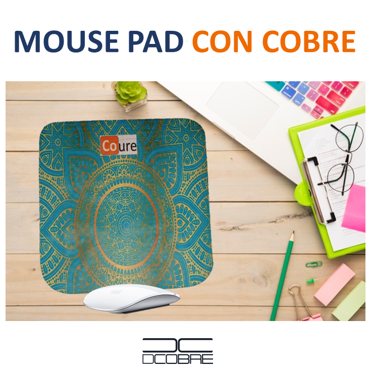 Mouse Pad con COBRE activo. Diseño MANDALA TURQUESA - DCobre
