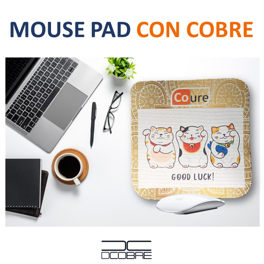 Mouse Pad con COBRE activo. Gato de la fortuna - DCobre