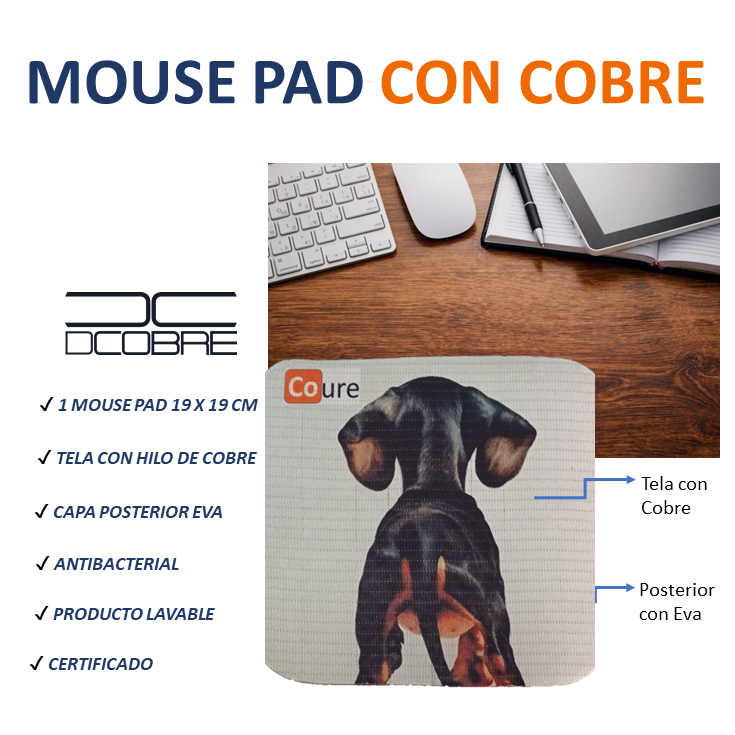 Mouse Pad con COBRE activo. Diseño PERRO - DCobre
