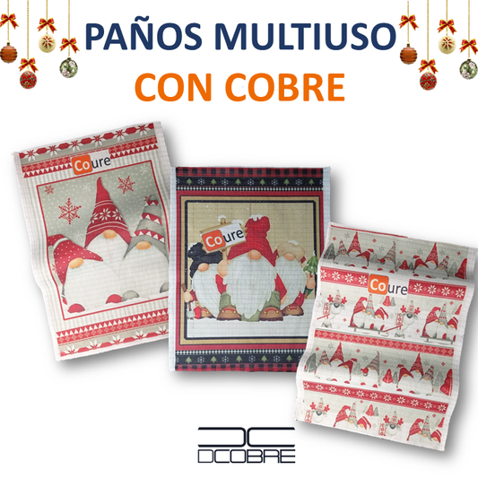 Pack 3 Paños con COBRE activo - Diseños Navidad 2