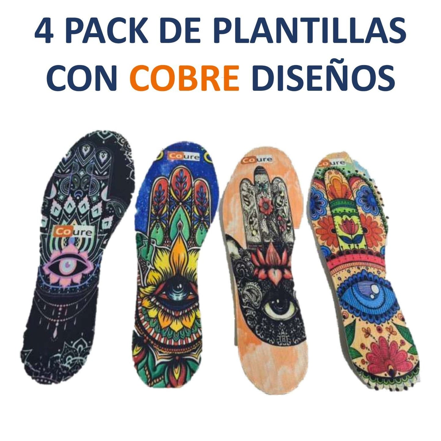 Pack 4 Pares de Plantillas con COBRE diseño Manos