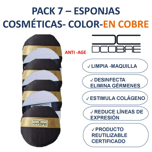 Pack 7 unid. esponjas con cobre. Color blanco y color café.