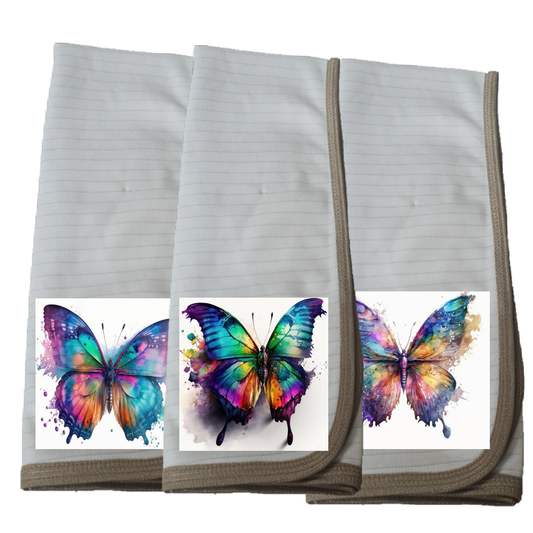 Pack 3 paños de platos  absorbente MARIPOSAS SOLAS, tela cobre activo (grueso) NUEVO