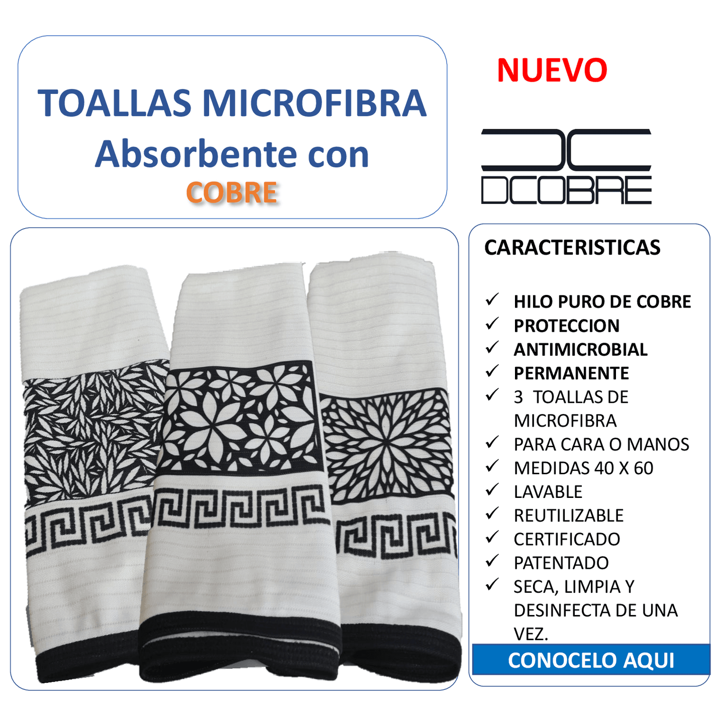 Pack 3 toallas de microfibra  absorbentes  diseño Hombre , tela cobre activo (grueso).