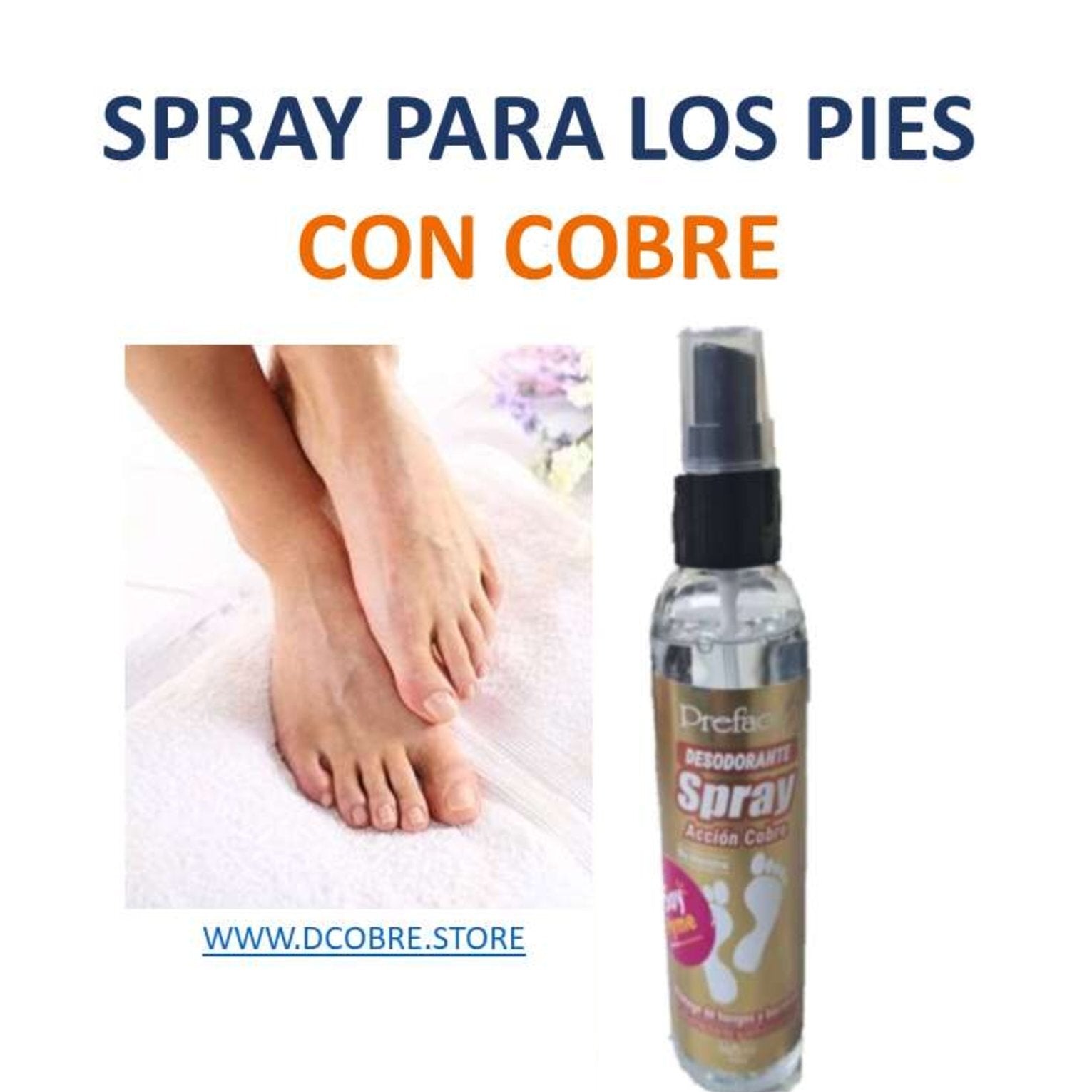 Spray desodorante para pies con acción COBRE (145ML) LIQUIDACIÓN - DCobre