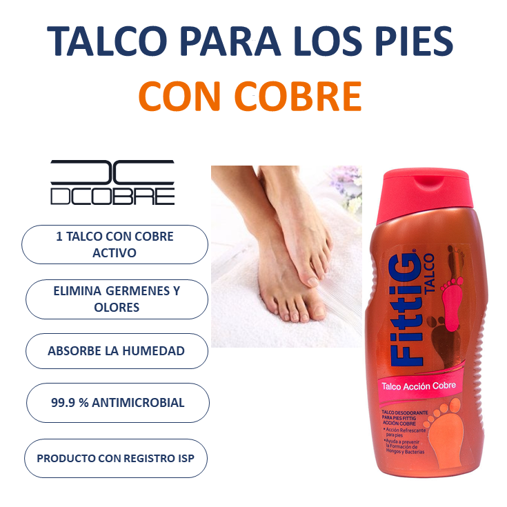 Talco desodorante para los pies con COBRE activo (200g) LIQUIDACIÓN - DCobre