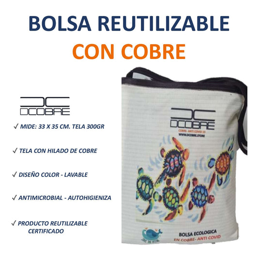 Bolsa Reutilizable con cobre activo. MODELO TORTUGA. 300 Grs.