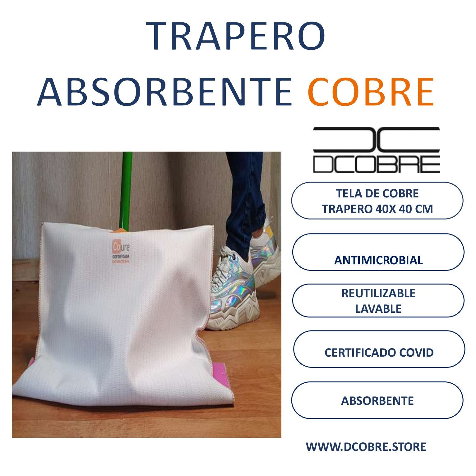 Trapero 1/2 saco con COBRE activo. ABSORBENTE, NUEVO - DCobre